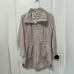 ATHLETA Drip Drop Jacket Womens XS Rain Coat Style Hooded Ripcords Adjustable